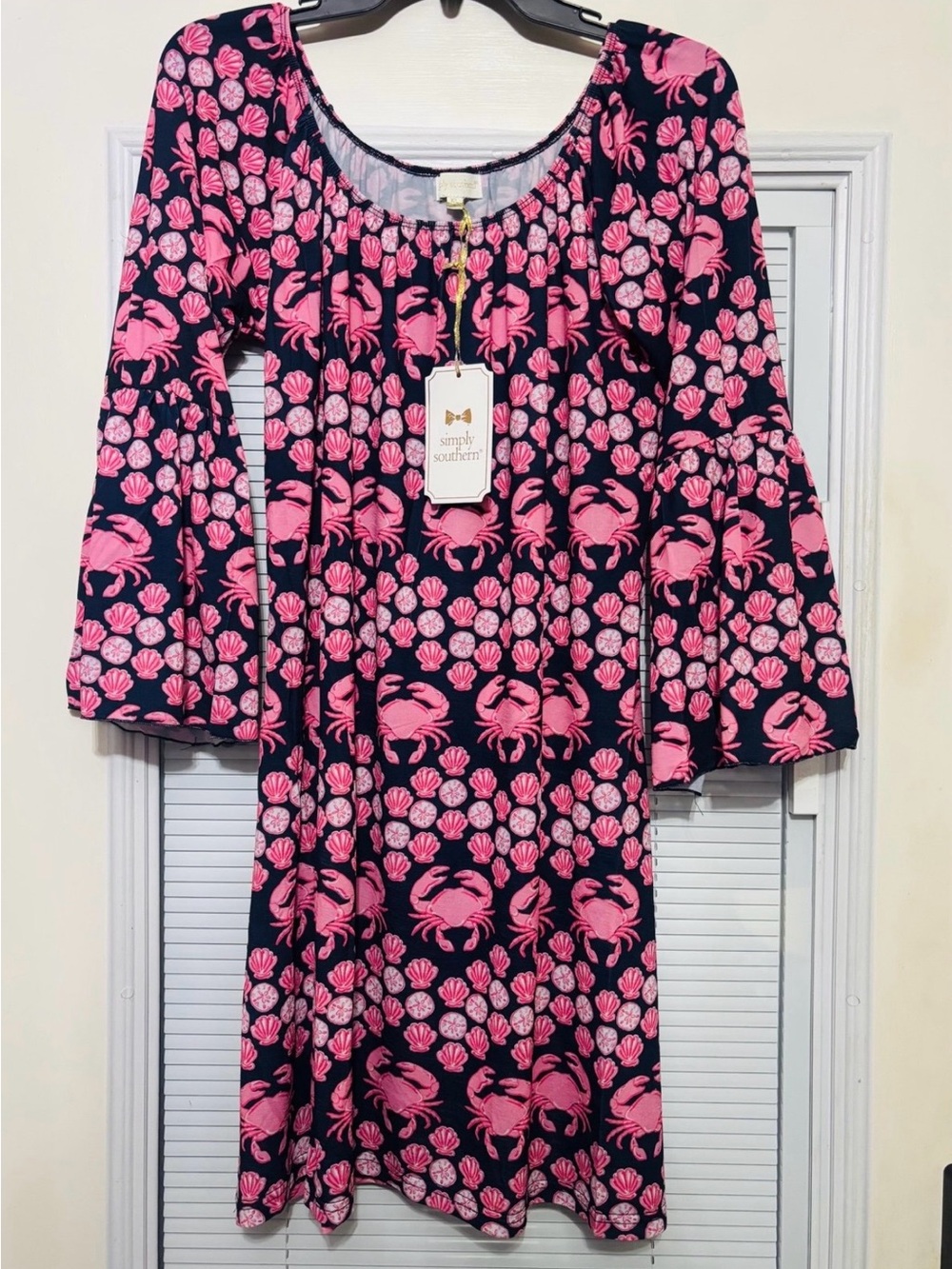 NWT SMALL Adorable Simply Southern Crab & Seashell Print Dress